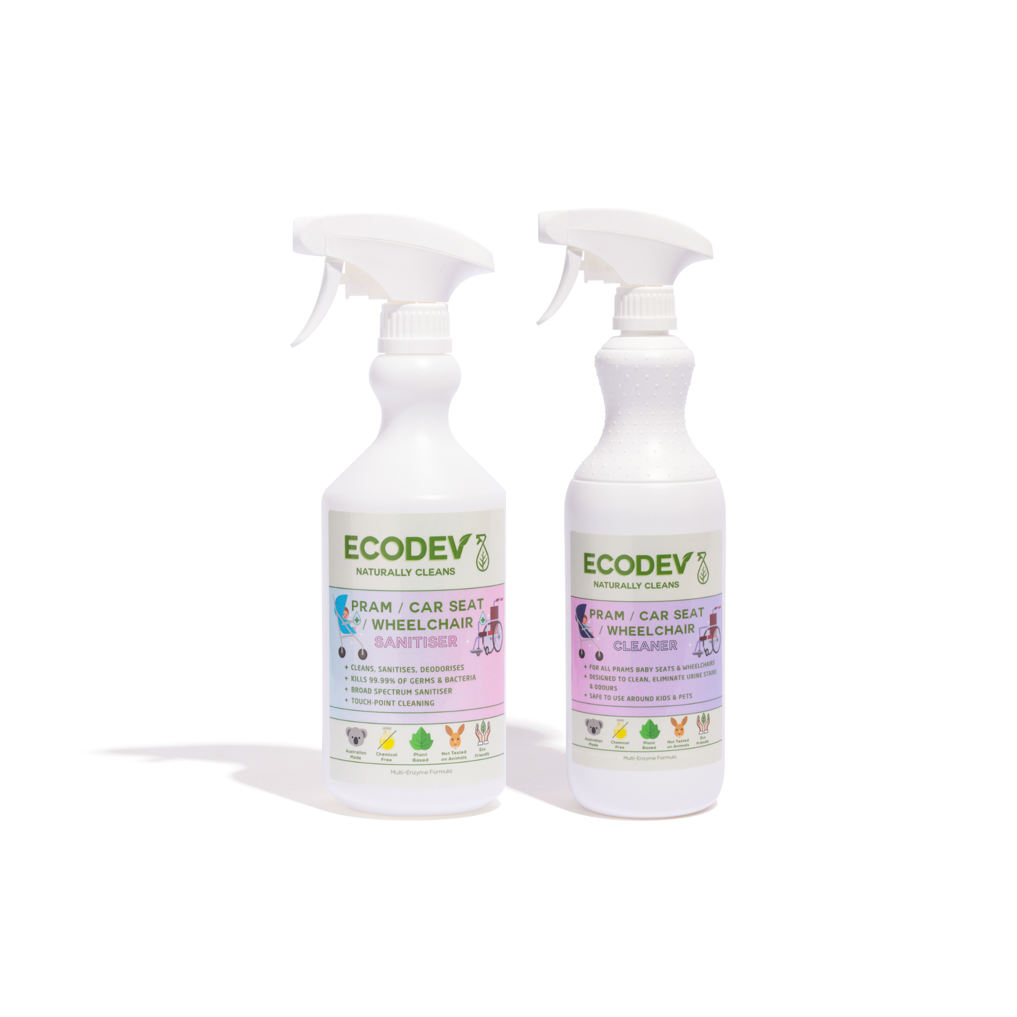 Pram/Car Seat, Wheel Chair Sanitiser & Cleaner Bundle – Ecodev